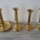 Set of 4 Old Brass Pusher Candle holders