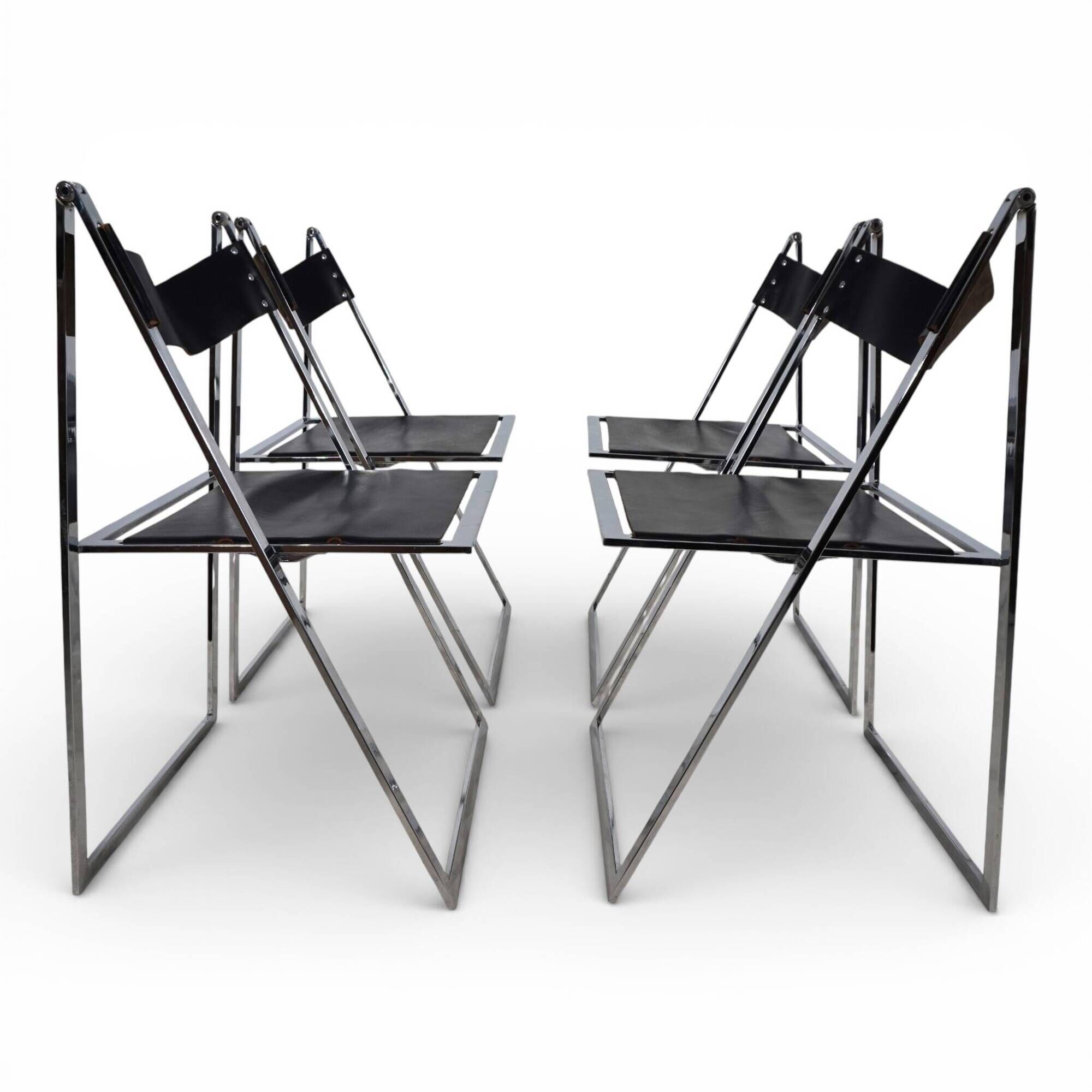 Lübke 4-piece set of folding dining chairs by Fantoni&Geraci, 1969