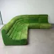 Modular green velvet corner sofa, 1970s