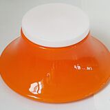 1970 vintage opalescent white & orange glass table lamp