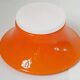 Lampe de table en verre opaline blanc & orange 1970 vintage