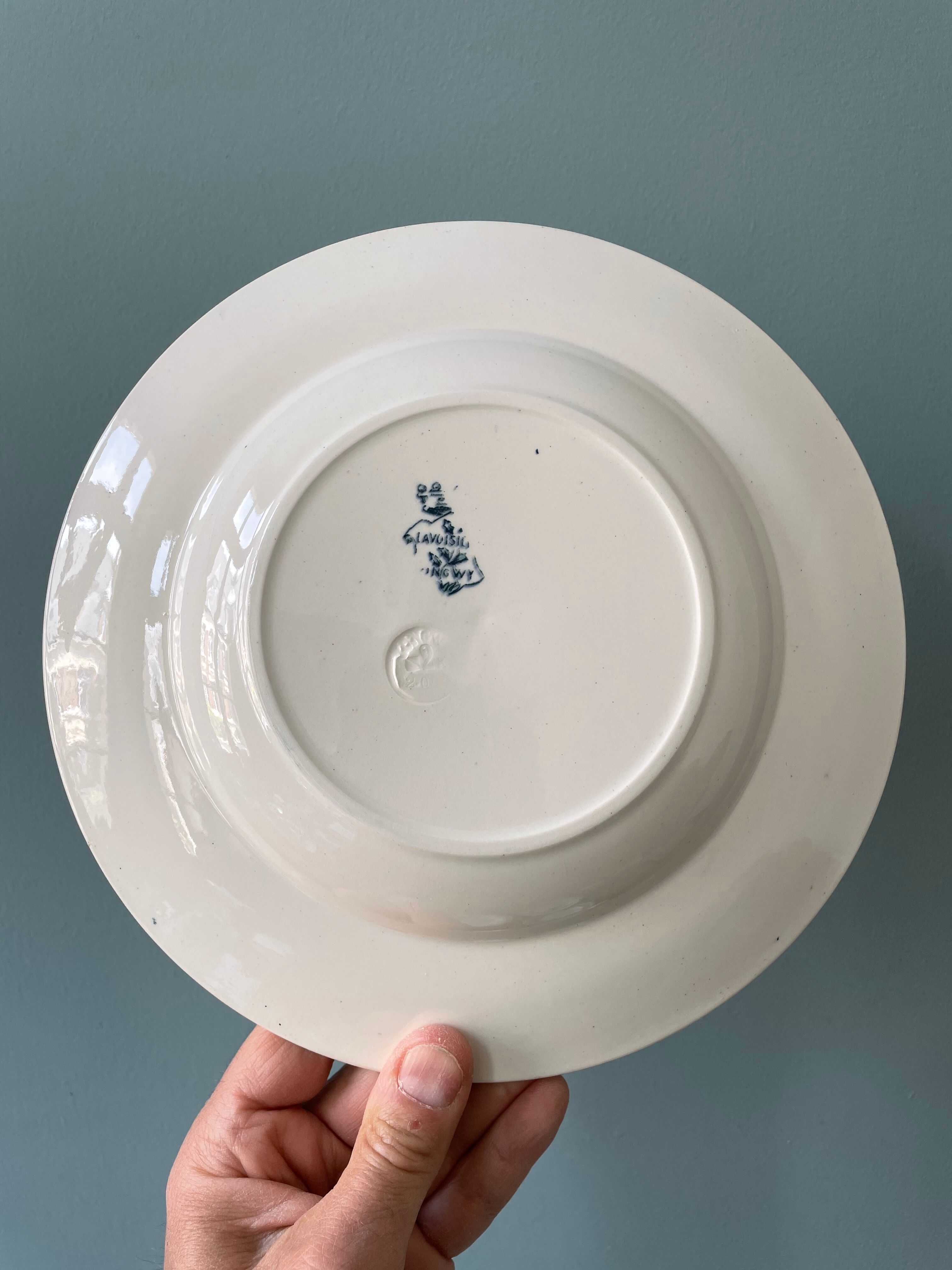 Set of 7 mismatched hollow plates Terre de Fer XIXth