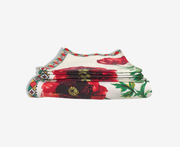 Rectangular tablecloth and 5 towels 70s