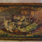 Chromolithographed box pattern cats