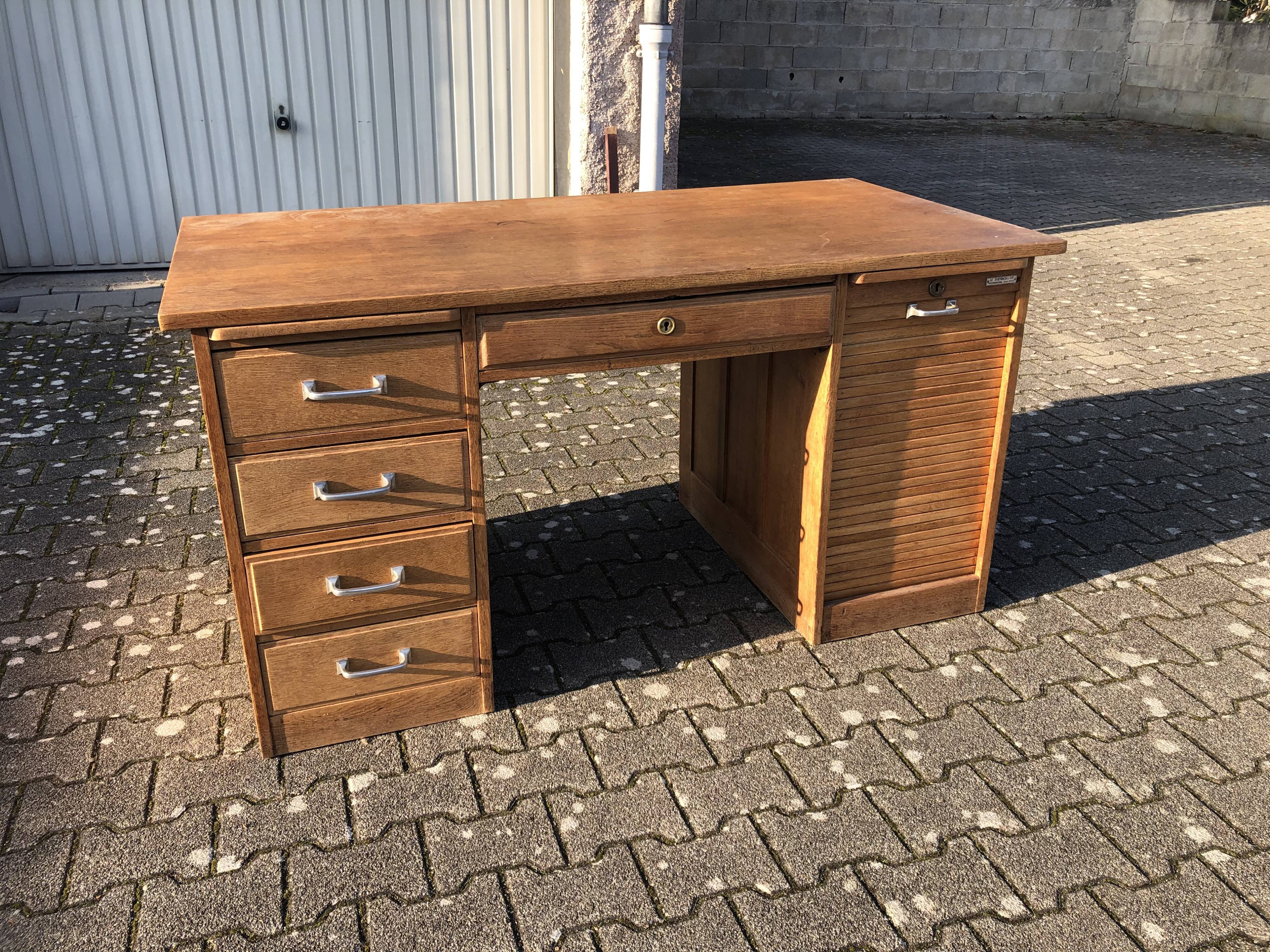 Solid oak office two caissons