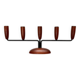 Teak candlestick in mid-century Danish string style, 1960s.