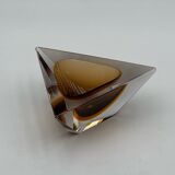 Handmade Sommerso Glass Pyramid Vase Italy, 60s
