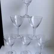 Lot 6 crystal wine glasses engraved 50s