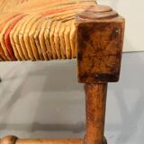 Vintage Art Deco wood and straw corner chair, 1930s