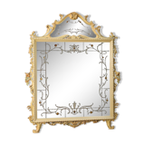 Italian lacquered mirror with floral decorations from 20th century
