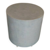 Table basse cylindrique "Tambour" bleu pastel – Design artisanal.