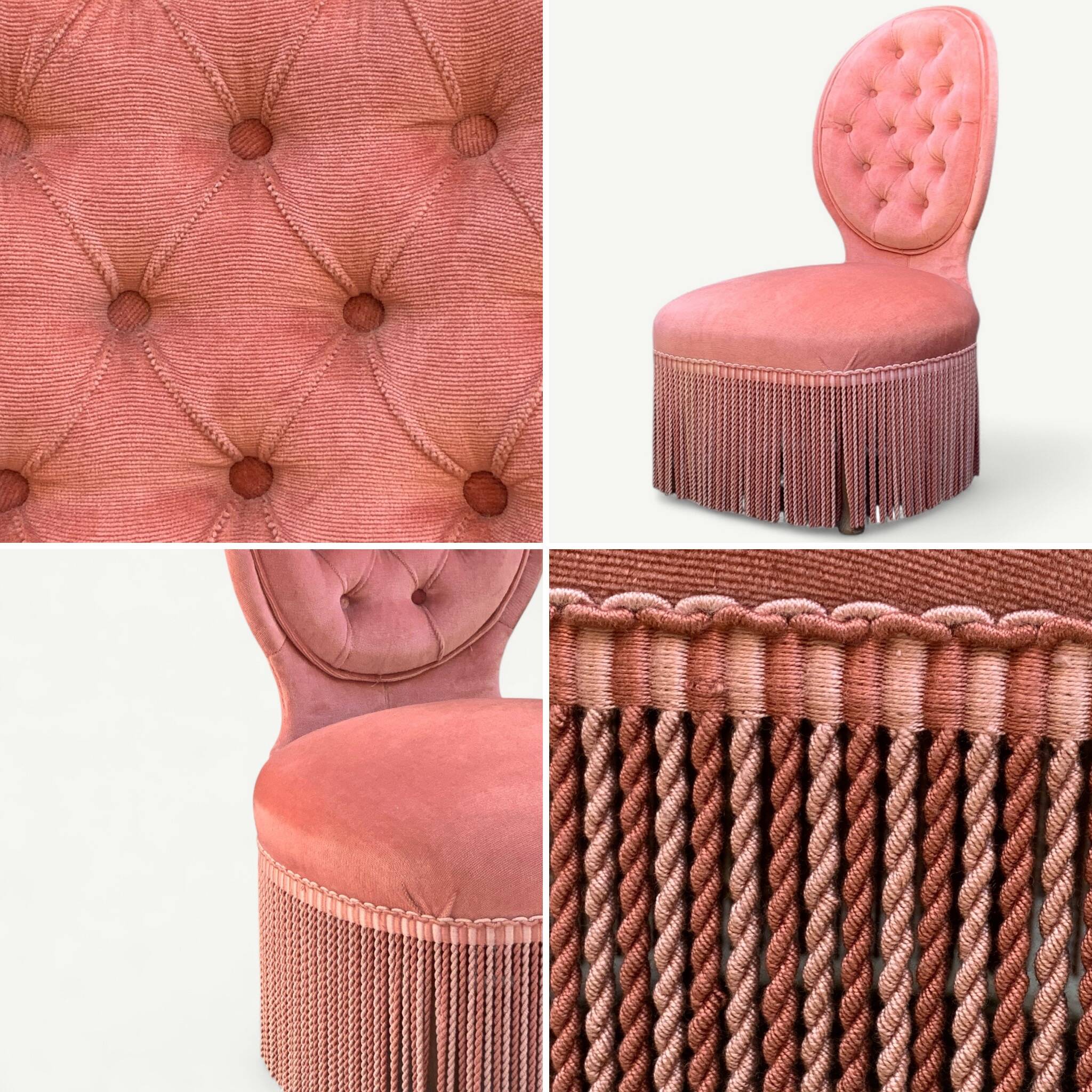 Vintage pink upholstered toad chair