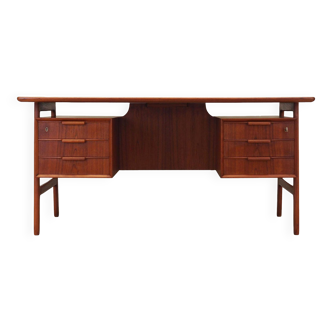 Bureau en teck, design danois, années 1970, fabriqué par Omann Jun