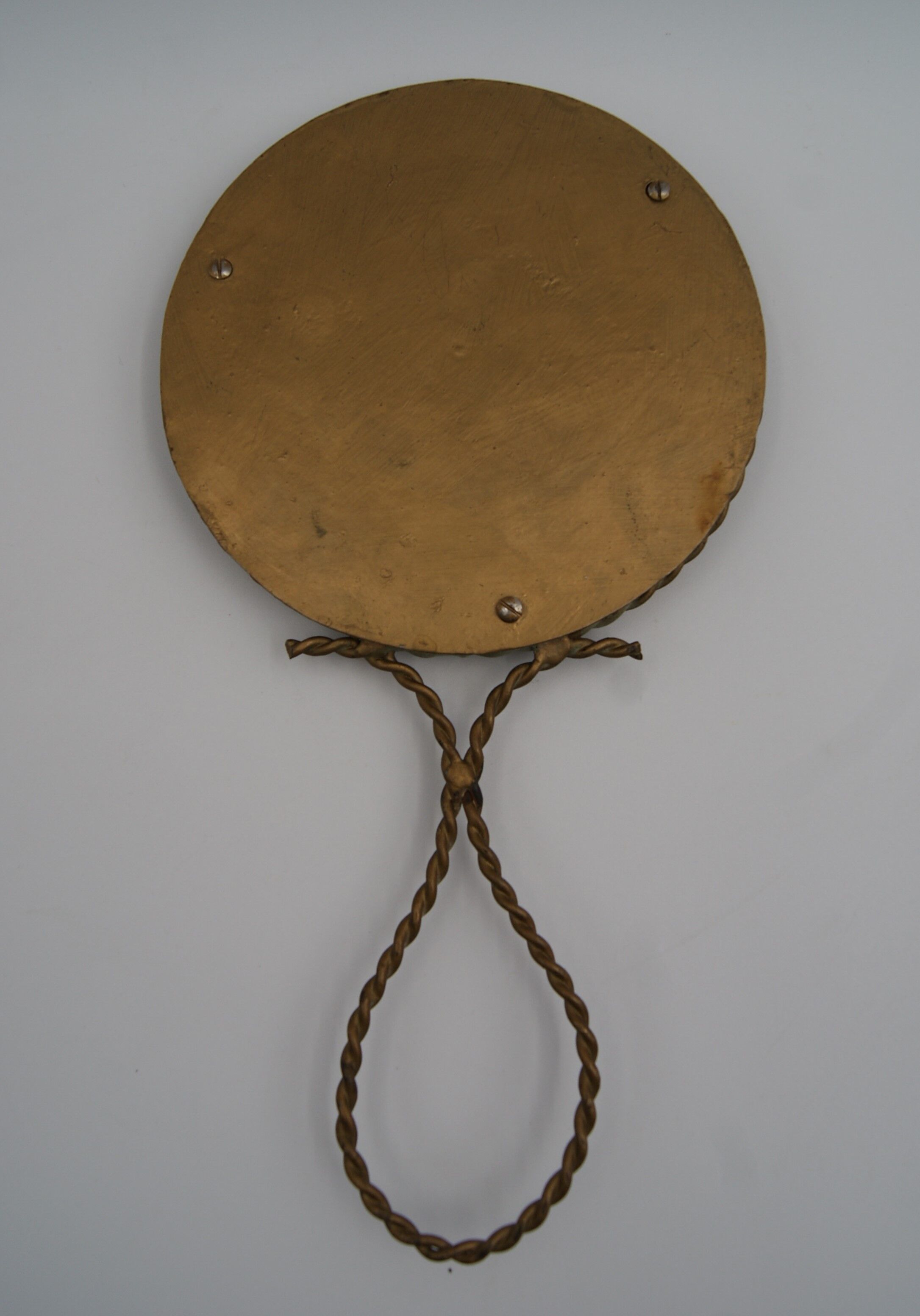 Vintage stone brass hand mirror