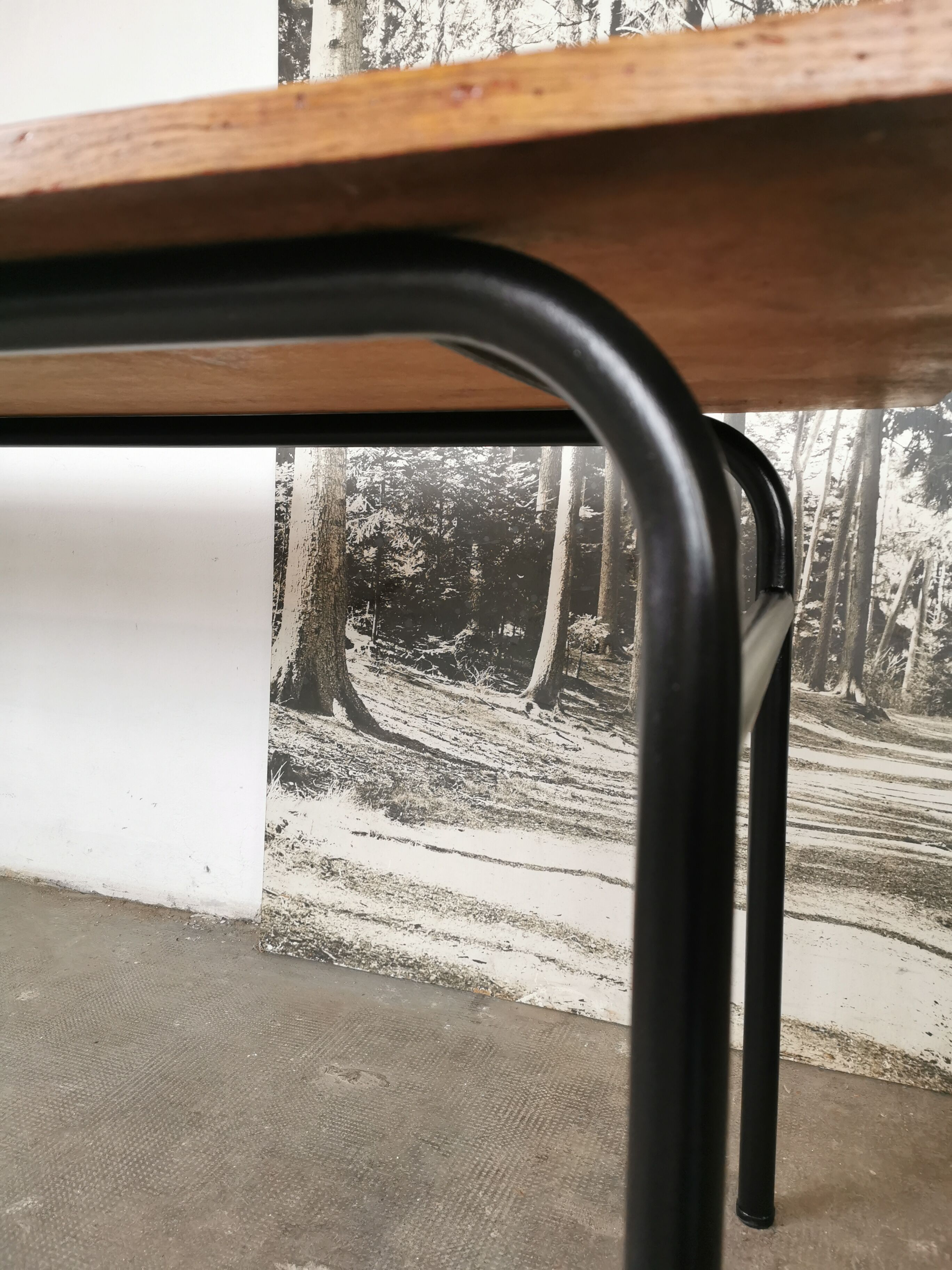 Refectory table Mullca metal and wood 1960