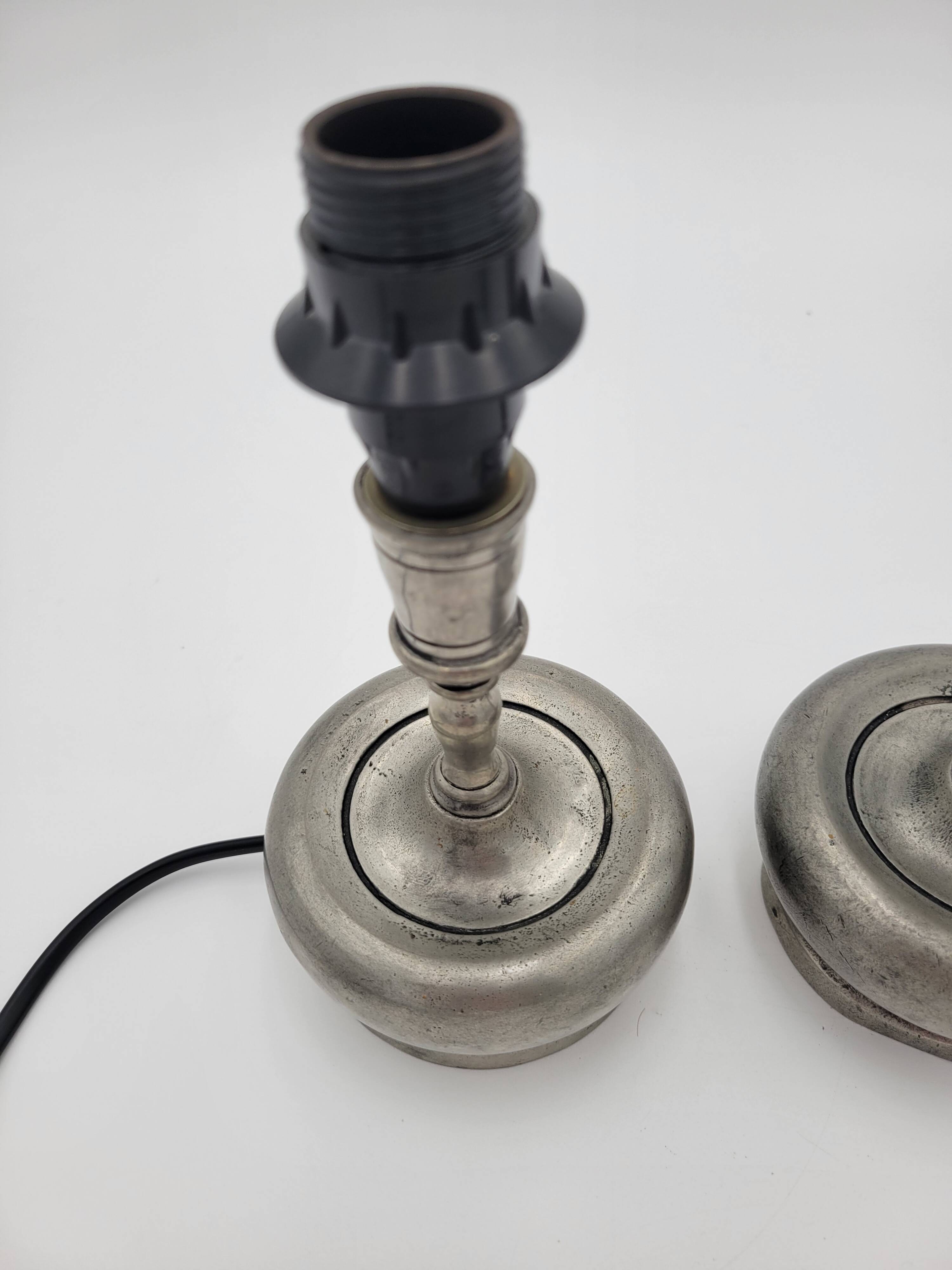 Pair of pewter lamp bases