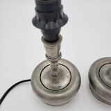 Pair of pewter lamp bases