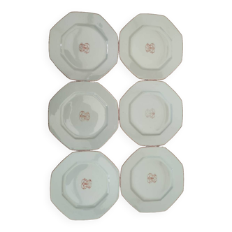 6 Reynaud porcelain plates