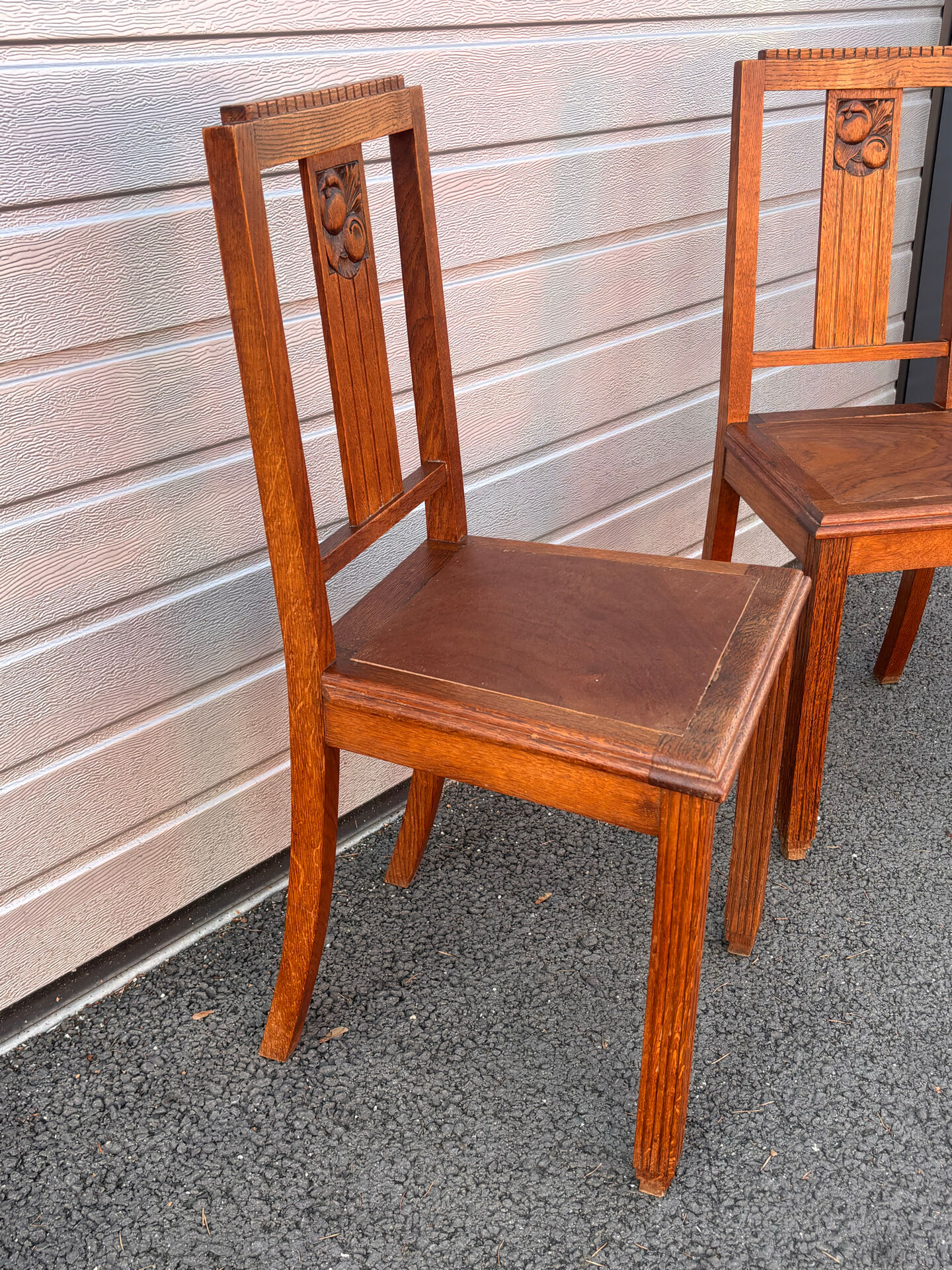 Pair of antique carved oak chairs – Art Nouveau style