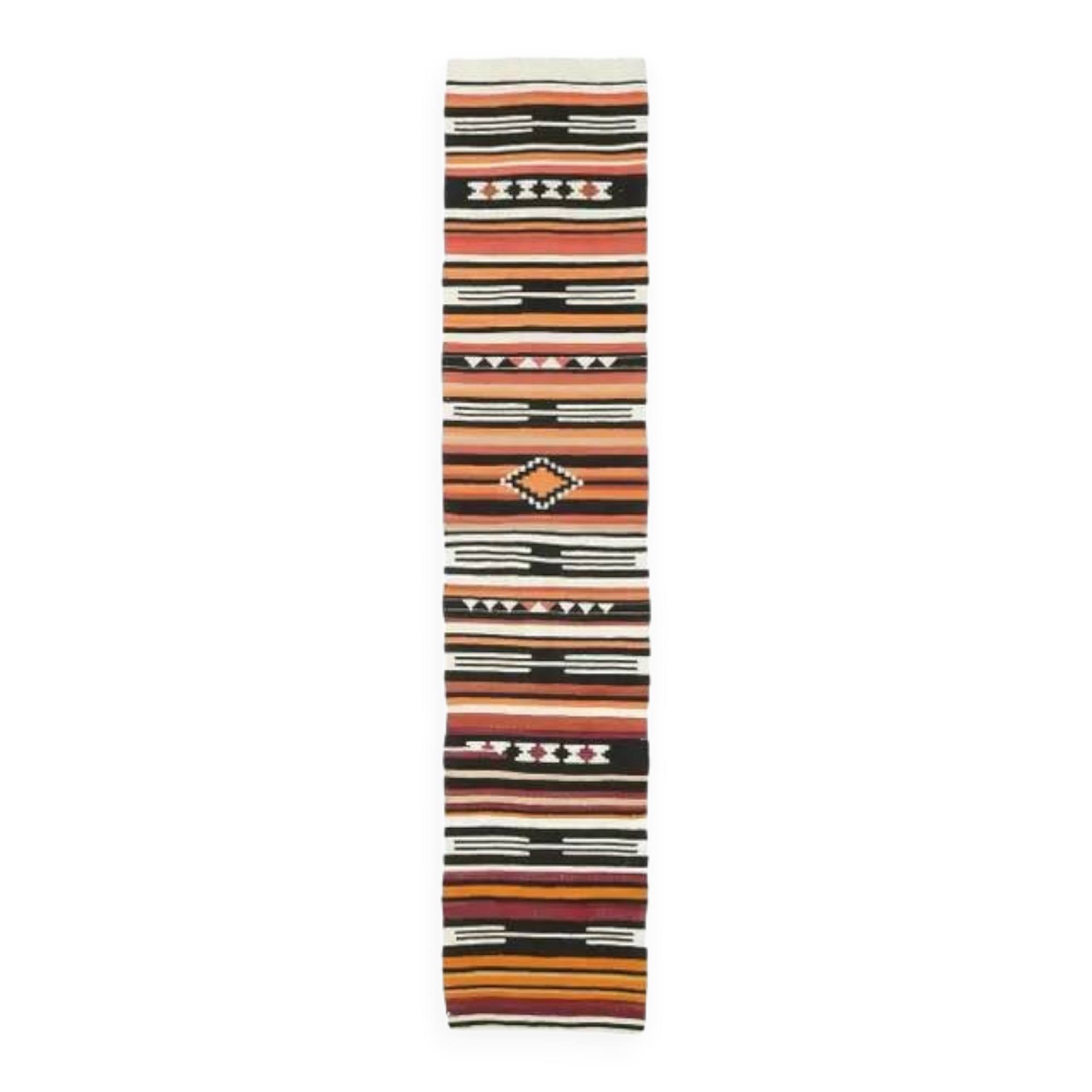 Vintage Turkish Oushak Handmade Wool Cotton White Kilim Runner Rug 60x295