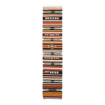 Vintage Turkish Oushak Handmade Wool Cotton White Kilim Runner Rug 60x295
