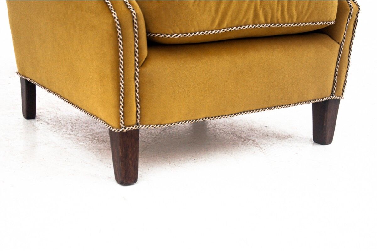 Yellow Wingback armchair, Scandinavia, 1940s