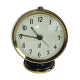 Jaz clock of black round mechanical travel, 60s/70s