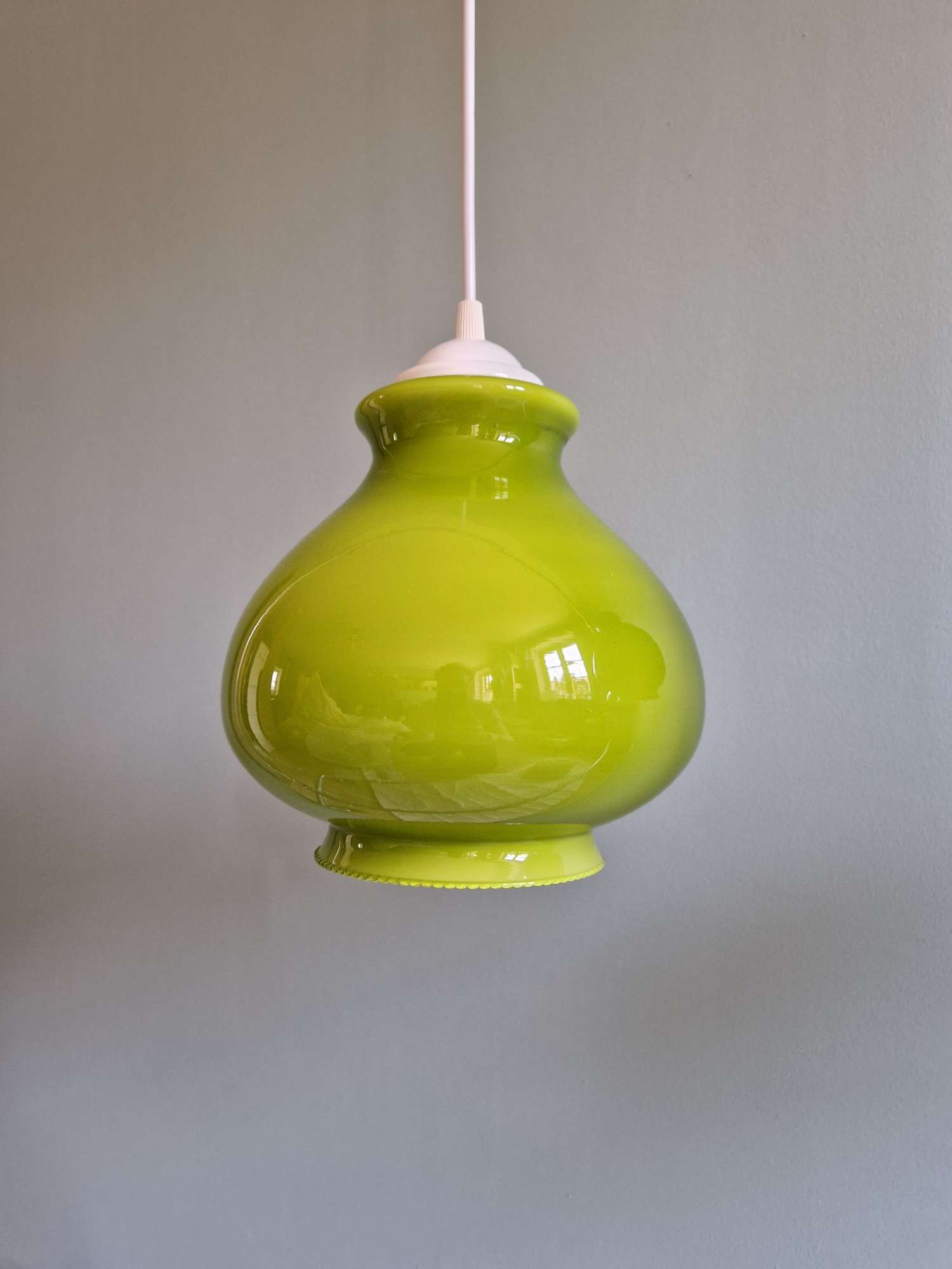 Vintage green opaline suspension (5 available), 1960-70.