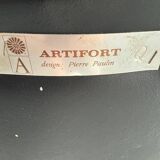 Pierre Paulin Slice Chair for Artifort — Black Leather Sculptural 1960s Lounge Chair, Metal Legs