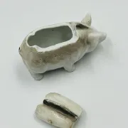 Moutardier vintage en porcelaine en forme de cochon