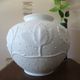 Limoges round vase "medard de noblat" biscuit porcelain flowers foliage
