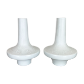 Set of 2 Op Art Biscuit Porcelain Ufo Vases by Edelstein Bavaria, Germany, 1970s