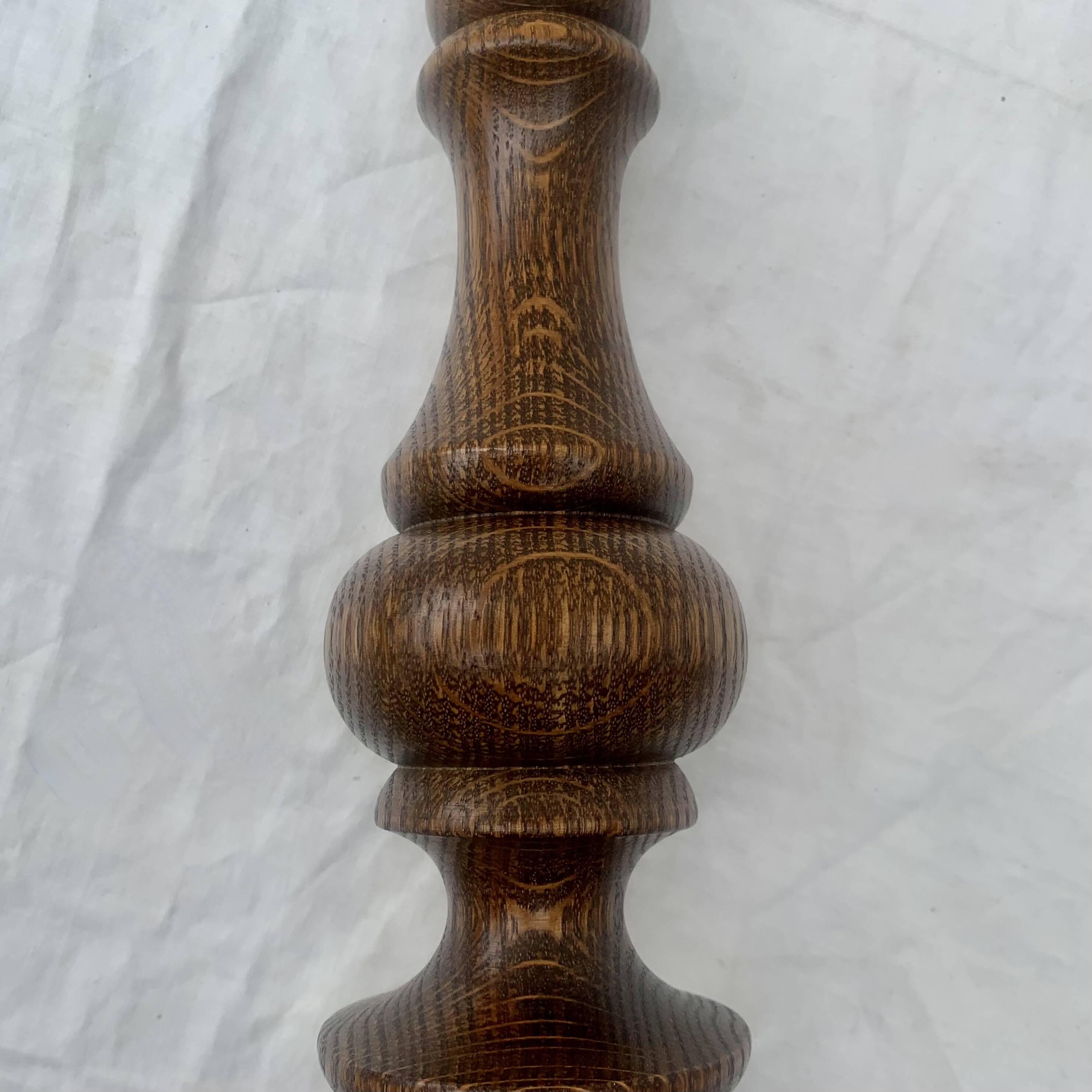 Antique turned solid wood lamp base