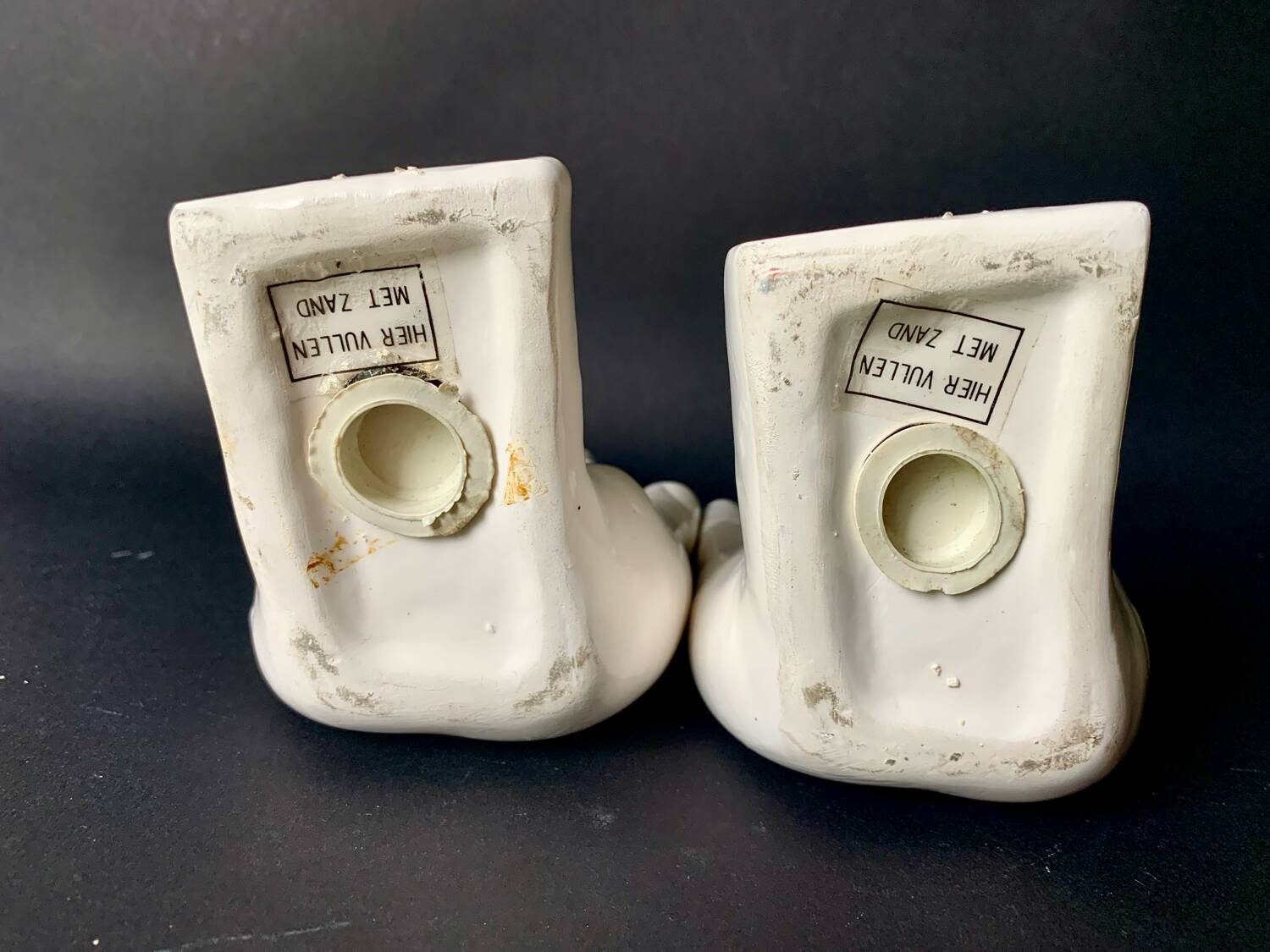 Vintage white ceramic hand bookends