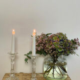Pair of glass candle holders