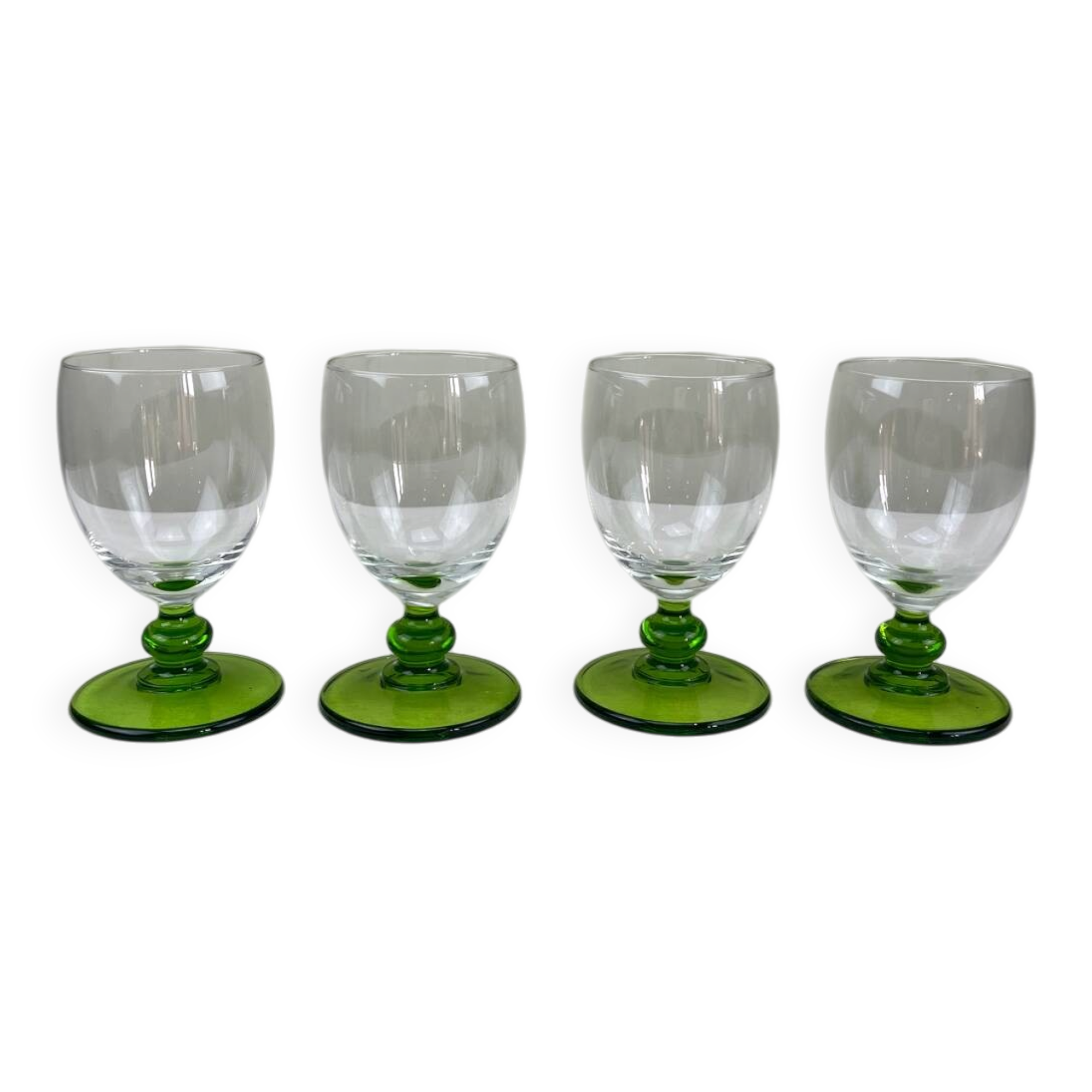 Green ball-shaped stemmed glasses