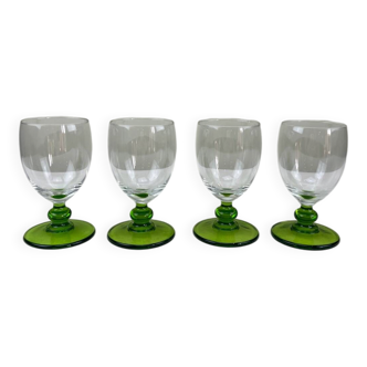 Verres pied boule vert