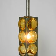 1960s Space Age pendant lamp by Temde made of glass and nickel-plated metal