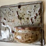 Enamelled sandstone wall flower pot