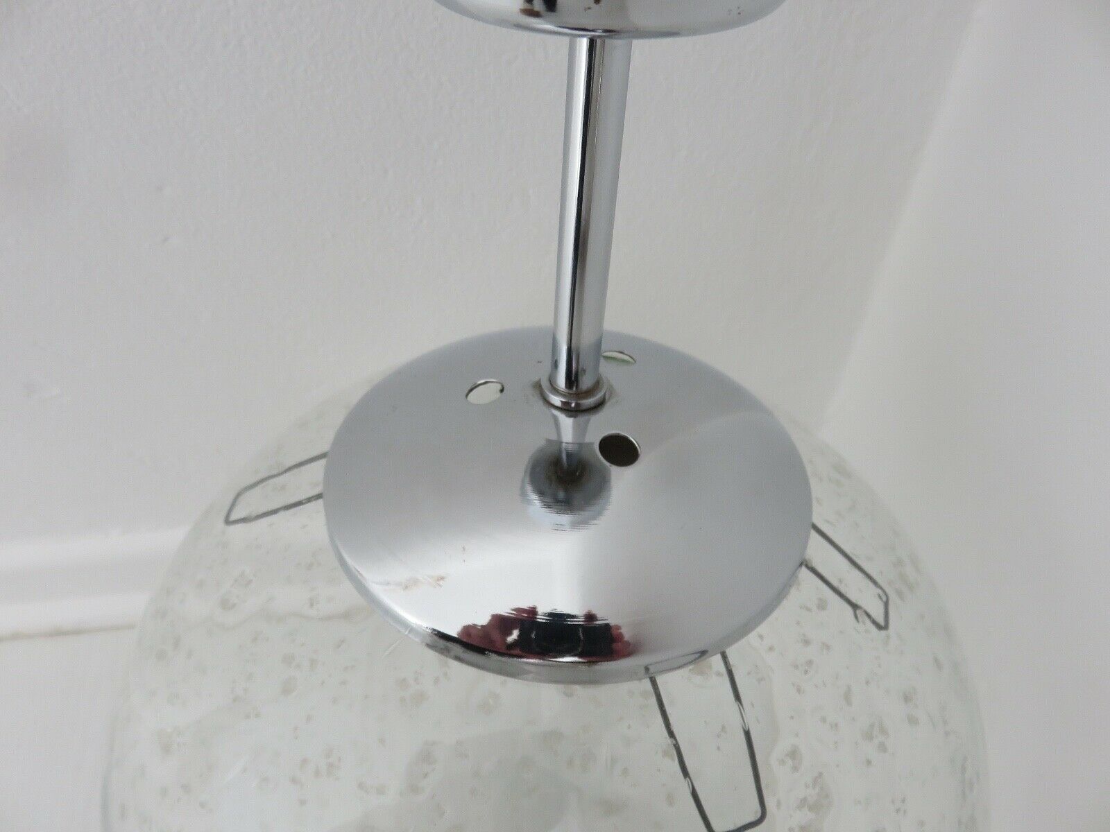 Suspension Raak amsterdam en verre bullé et métal chromé années 70