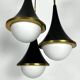 Mis-Century Stilnovo style pendant with three lights. Italy 1950s