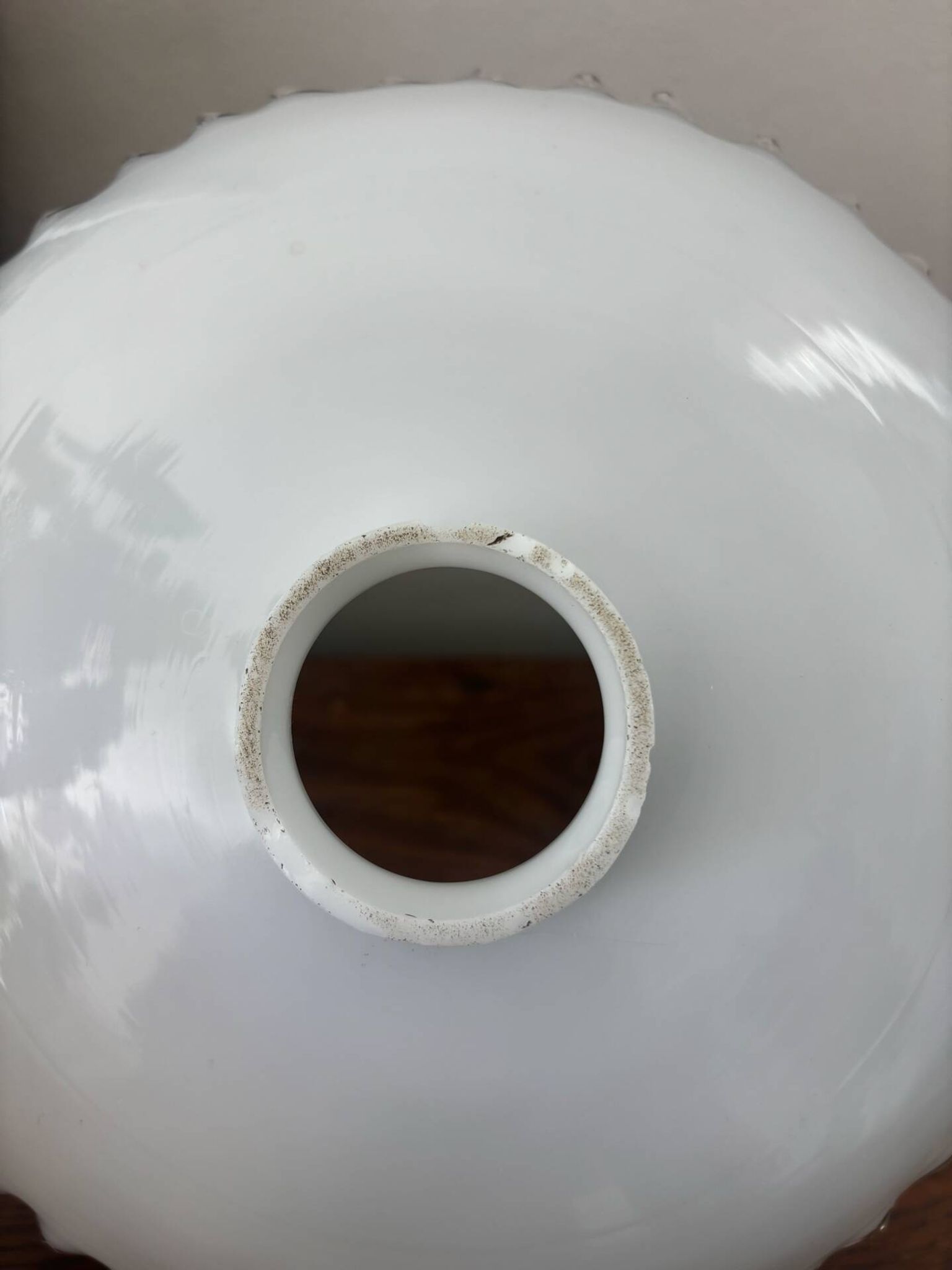 Vintage abat jour suspension en opaline blanche effet dentelé