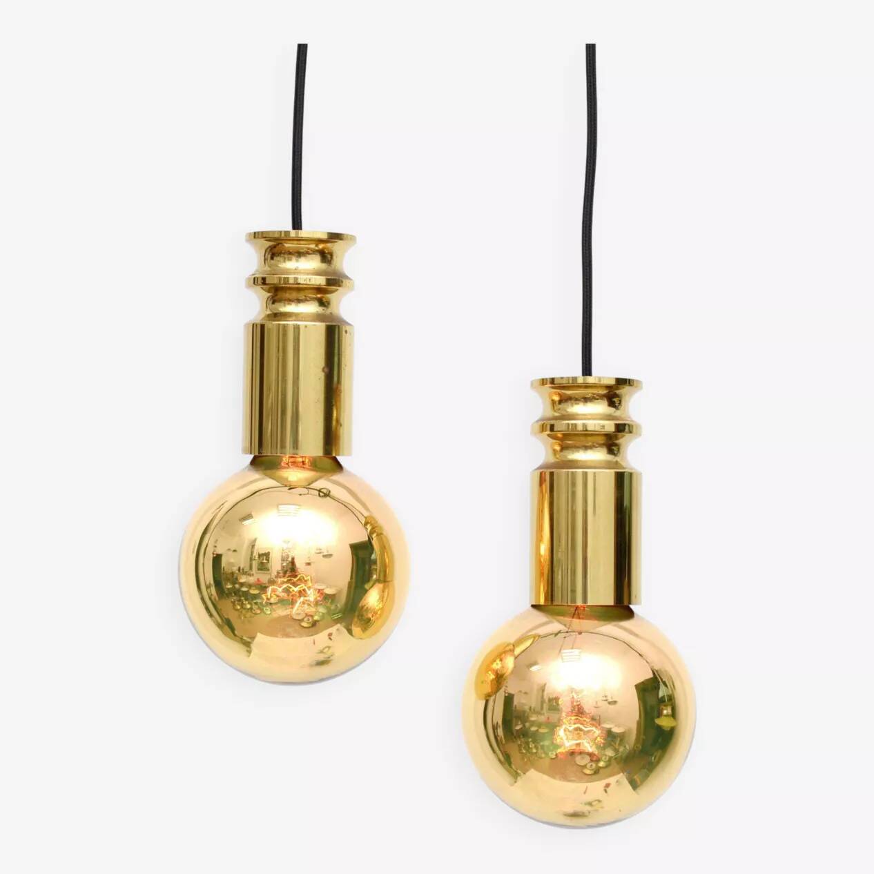Paire de lampes dorées, Danemark, années 1950