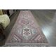 1970s Vintage Turkish Oushak Handmade Wool Cotton Purple Runner Rug 97x385