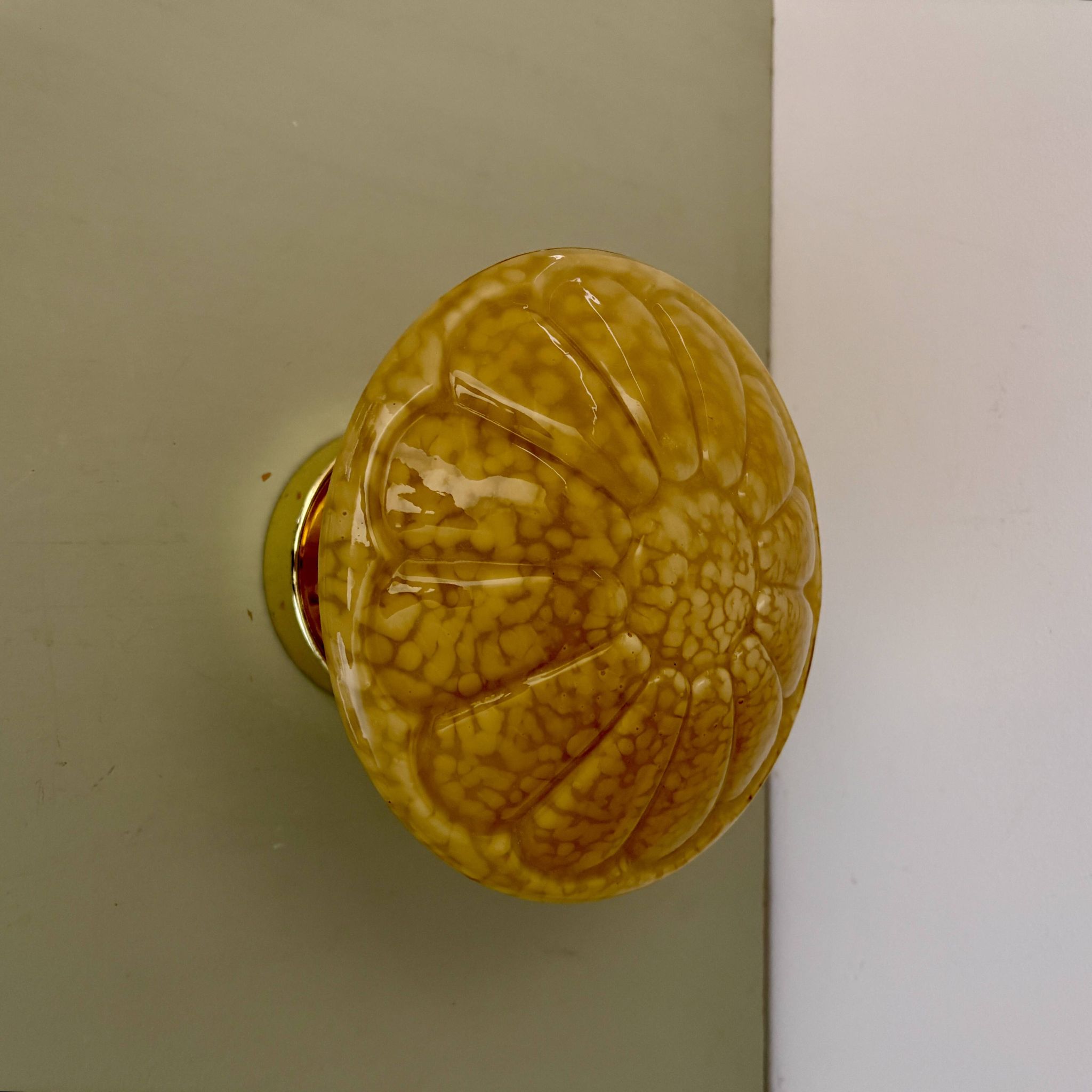 Vintage art deco globe wall or ceiling light in yellow Clichy glass