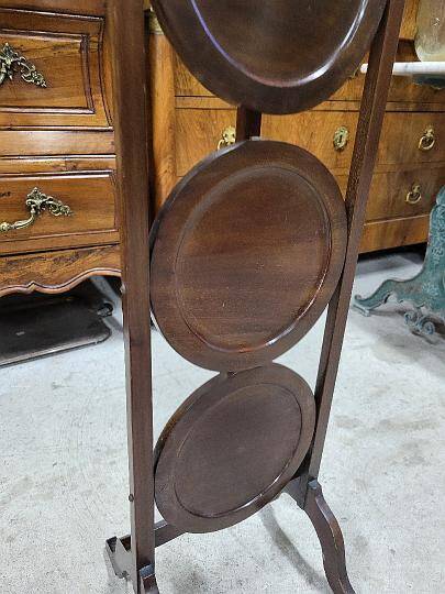 Folding mahogany cake stand