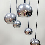 Vintage chrome cascade pendant '70's silver globes'