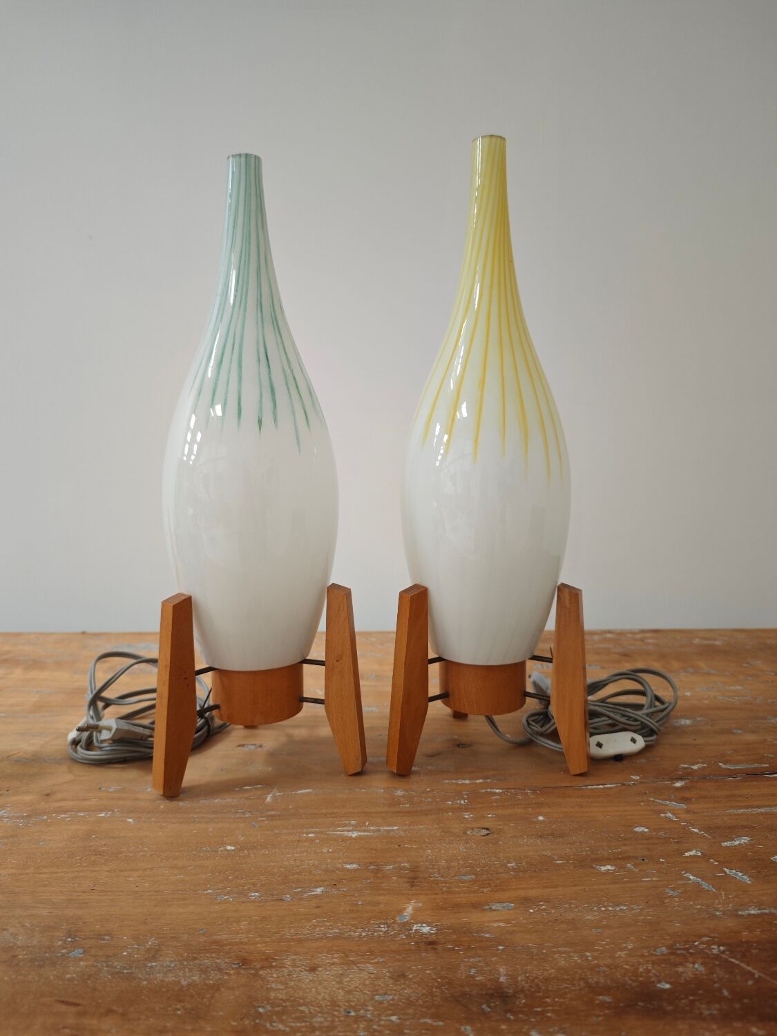 Drevo Humpolec opaline yellow table lamp type 107/S