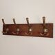Rustic style wall coat rack – 50 cm – 4 metal hooks – Stained wood