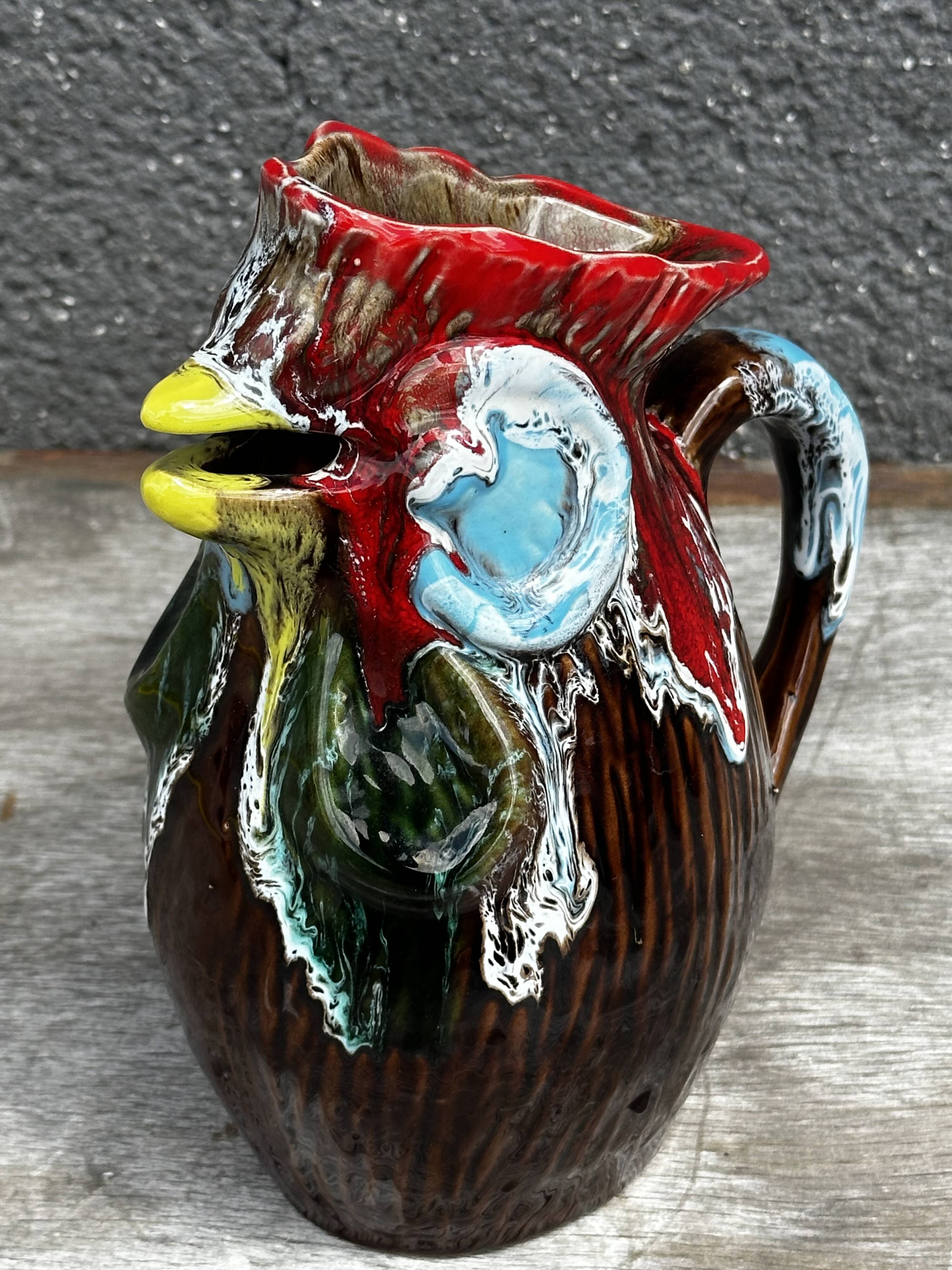 Vallauris Ceramic Rooster Pitcher - 1970s - H 20 cm